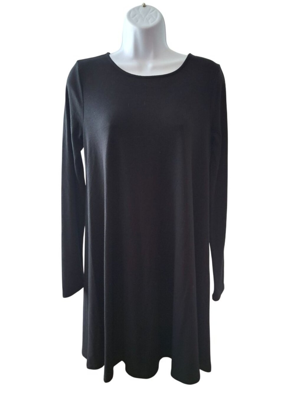 Old Navy Black Swing Dress Womens M Long Sleeve Minimalist Coastal Goth A-Line
